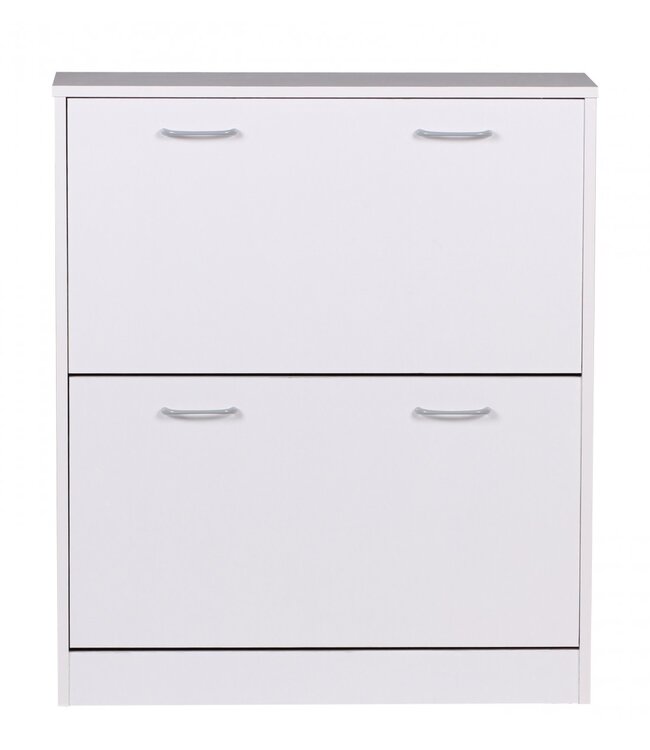 Wohnling schoen Kiepwagen SARAH wit mat 2 compartimenten 75 x 87 x 24 cm | Ontwerp van de klomp kast voor het werk | Schoen dressoir modern met berging