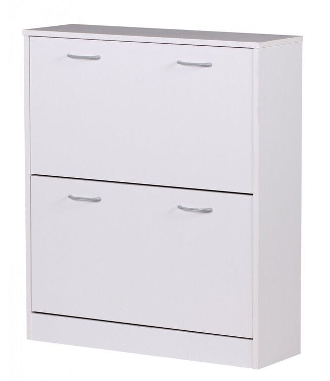 Wohnling schoen Kiepwagen SARAH wit mat 2 compartimenten 75 x 87 x 24 cm | Ontwerp van de klomp kast voor het werk | Schoen dressoir modern met berging