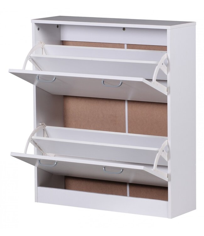 Wohnling schoen Kiepwagen SARAH wit mat 2 compartimenten 75 x 87 x 24 cm | Ontwerp van de klomp kast voor het werk | Schoen dressoir modern met berging