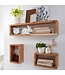 Wohnling design wandplank set van 3 BOHA massief houten planken acacia landelijke stijl | Rustieke wandplankenset hout | Hangplank vierkant echt hout | Wandplanken | Hangende dobbelstenen | Plankwanddozen vierkant