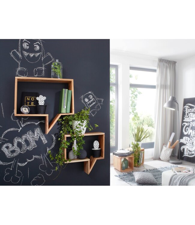 Wohnling set van 2 wandplanken MUMBAI massief houten acacia houten plank landelijke huisstijl hangende plank echte houten wandplank natuurlijk product