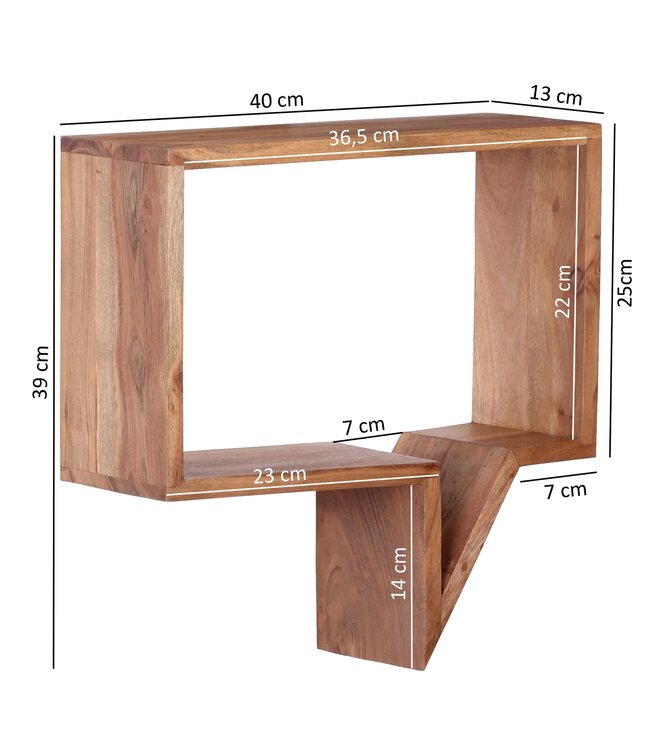 Wohnling set van 2 wandplanken MUMBAI massief houten acacia houten plank landelijke huisstijl hangende plank echte houten wandplank natuurlijk product