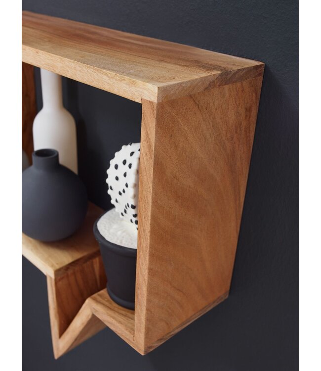 Wohnling set van 2 wandplanken MUMBAI massief houten acacia houten plank landelijke huisstijl hangende plank echte houten wandplank natuurlijk product
