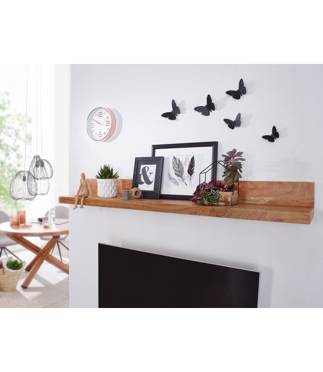 Wohnling wandplank MUMBAI massief hout acaciahout plank 110 cm landelijke stijl hangplank echt hout wandplank natuurlijk product