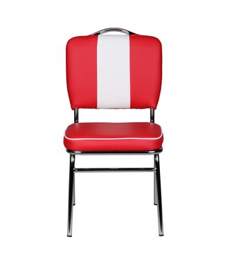 Wohnling ELVIS American Diner 50s Retro | Zitting bekleed met rugleuning | Eetkamerstoel kleur rood wit