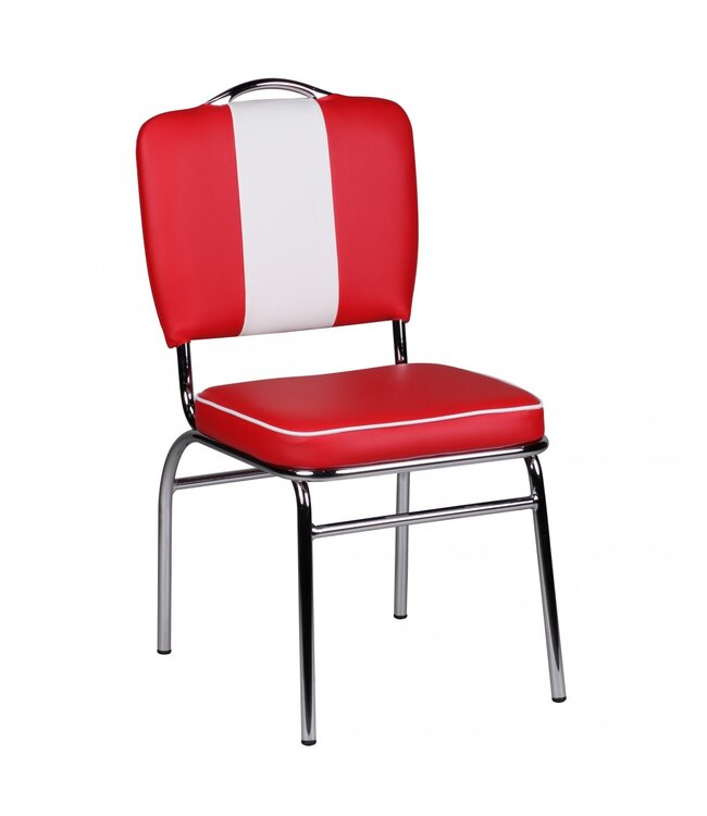 Wohnling ELVIS American Diner 50s Retro | Zitting bekleed met rugleuning | Eetkamerstoel kleur rood wit