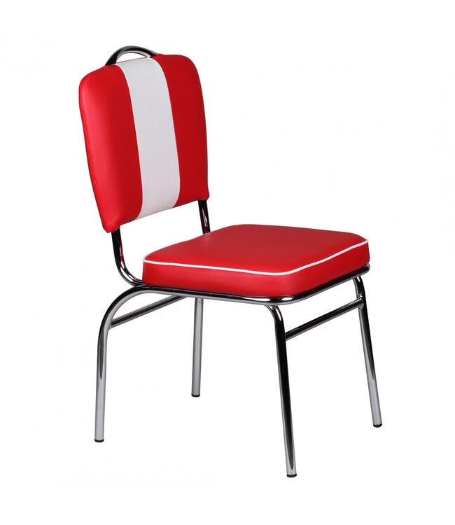 Wohnling ELVIS American Diner 50s Retro | Zitting bekleed met rugleuning | Eetkamerstoel kleur rood wit
