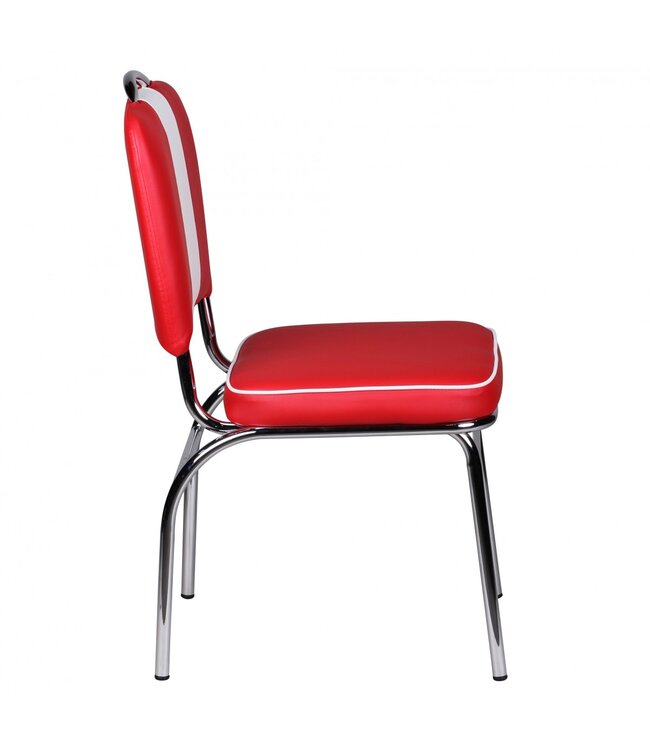 Wohnling ELVIS American Diner 50s Retro | Zitting bekleed met rugleuning | Eetkamerstoel kleur rood wit