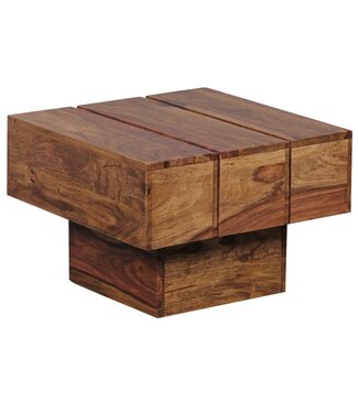 Wohnling bijzettafel massief hout Sheesham woonkamertafel 44 x 44 x 30 cm salontafel massief landhuis kubus vierkant