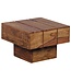 Wohnling bijzettafel massief hout Sheesham woonkamertafel 44 x 44 x 30 cm salontafel massief landhuis kubus vierkant