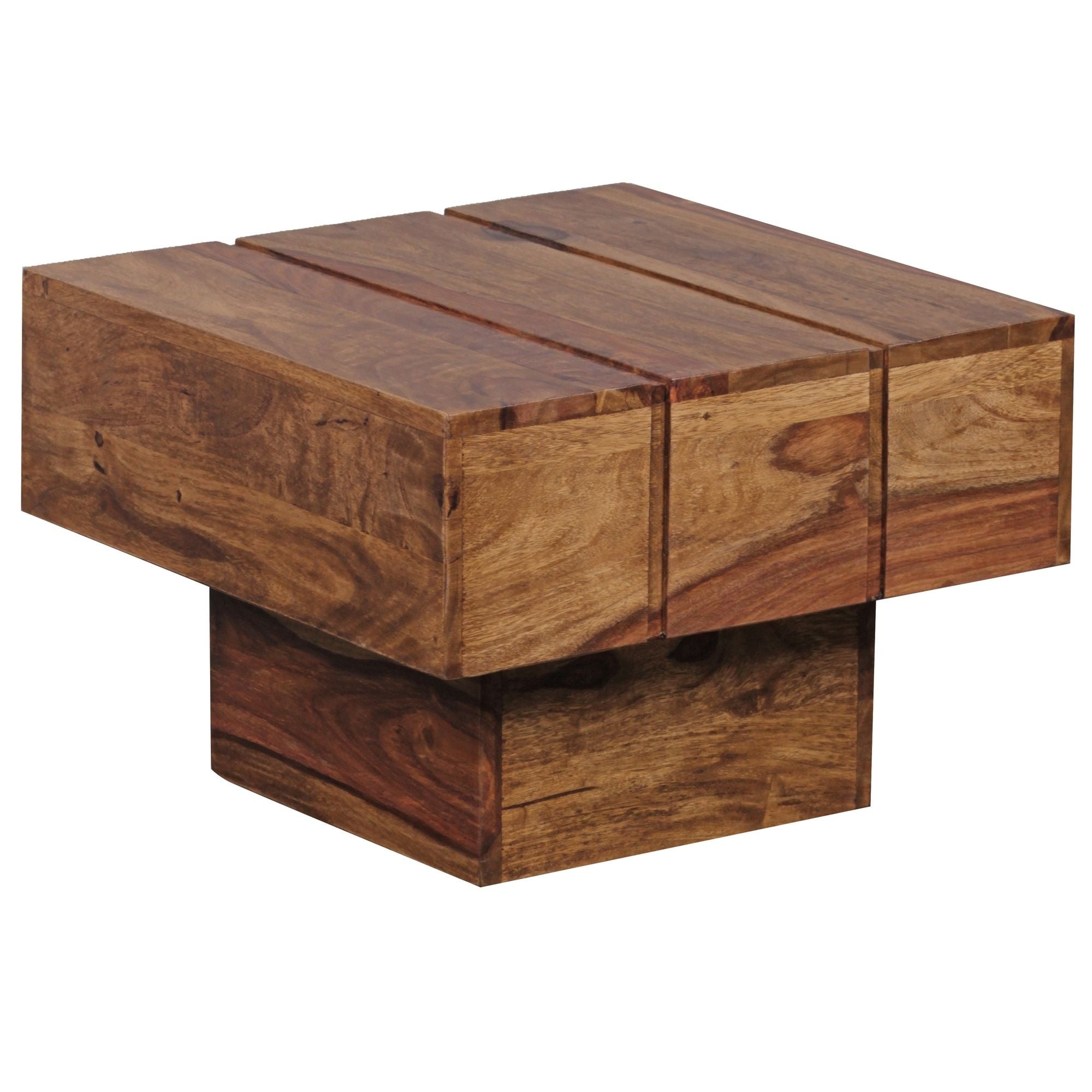 bijzettafel massief hout Sheesham woonkamertafel 44 x 44 x 30 cm salontafel massief landhuis kubus vierkant