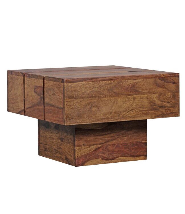 Wohnling bijzettafel massief hout Sheesham woonkamertafel 44 x 44 x 30 cm salontafel massief landhuis kubus vierkant