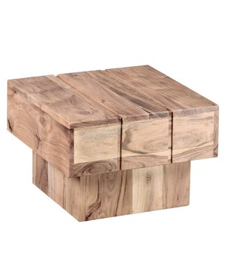 Wohnling bijzettafel massief hout acacia woonkamertafel 44 x 44 x 30 cm salontafel massief landhuis kubus vierkant