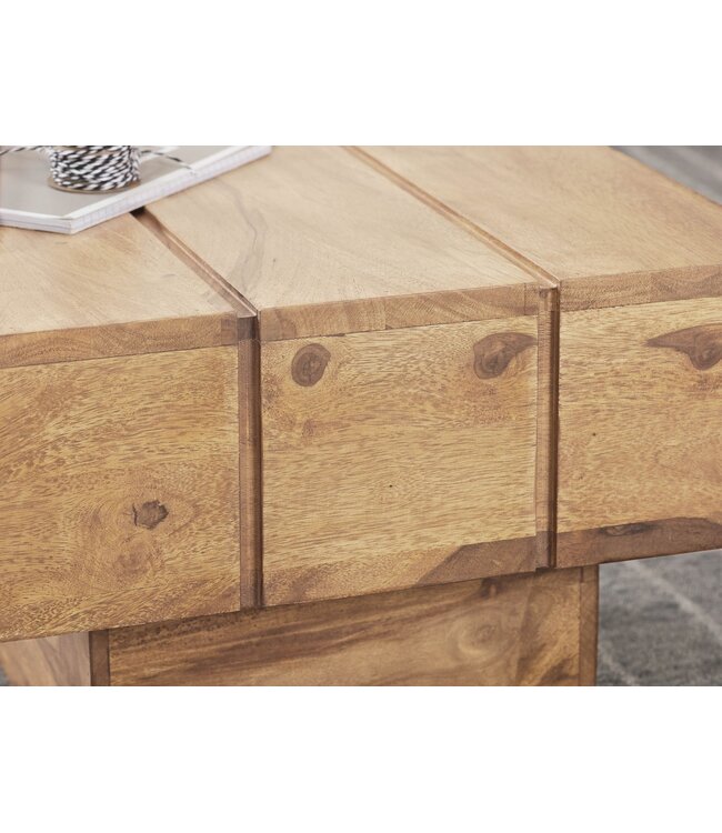 Wohnling bijzettafel massief hout acacia woonkamertafel 44 x 44 x 30 cm salontafel massief landhuis kubus vierkant