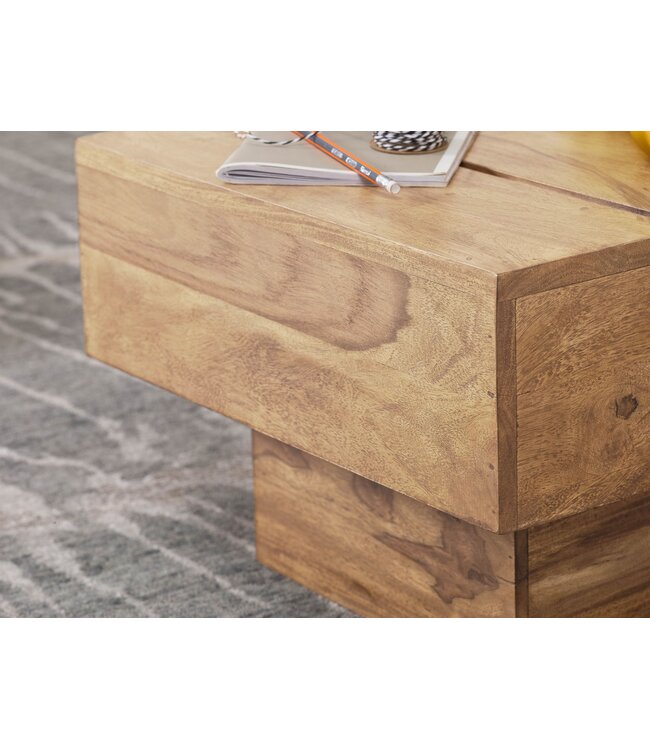 Wohnling bijzettafel massief hout acacia woonkamertafel 44 x 44 x 30 cm salontafel massief landhuis kubus vierkant
