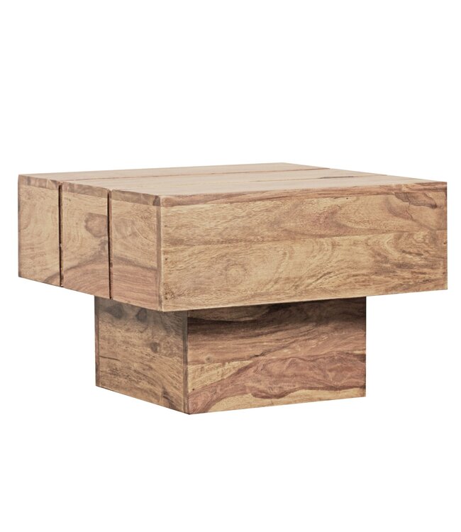 Wohnling bijzettafel massief hout acacia woonkamertafel 44 x 44 x 30 cm salontafel massief landhuis kubus vierkant