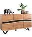 Wohnling Dressoir 148 x 85 x 43 cm Massief Acaciahout Natuurlijke Boomrand Dressoir, Landelijke Stijl Highboard met 3 Deuren, Hal Kast Commode