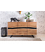 Wohnling Dressoir 148 x 85 x 43 cm Massief Acaciahout Natuurlijke Boomrand Dressoir, Landelijke Stijl Highboard met 3 Deuren, Hal Kast Commode