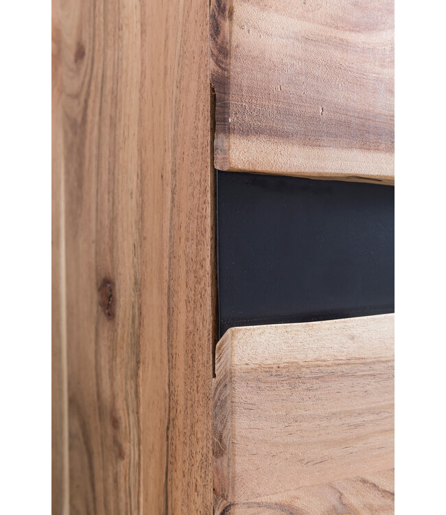 Wohnling Dressoir 148 x 85 x 43 cm Massief Acaciahout Natuurlijke Boomrand Dressoir, Landelijke Stijl Highboard met 3 Deuren, Hal Kast Commode