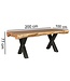 Wohnling eettafel 200 x 100 x 77 cm acacia landelijke stijl all-hout | Ontwerp eettafel rechthoekige | Tafel voor boomstam eetkamer | Kitchen Table 8 personen