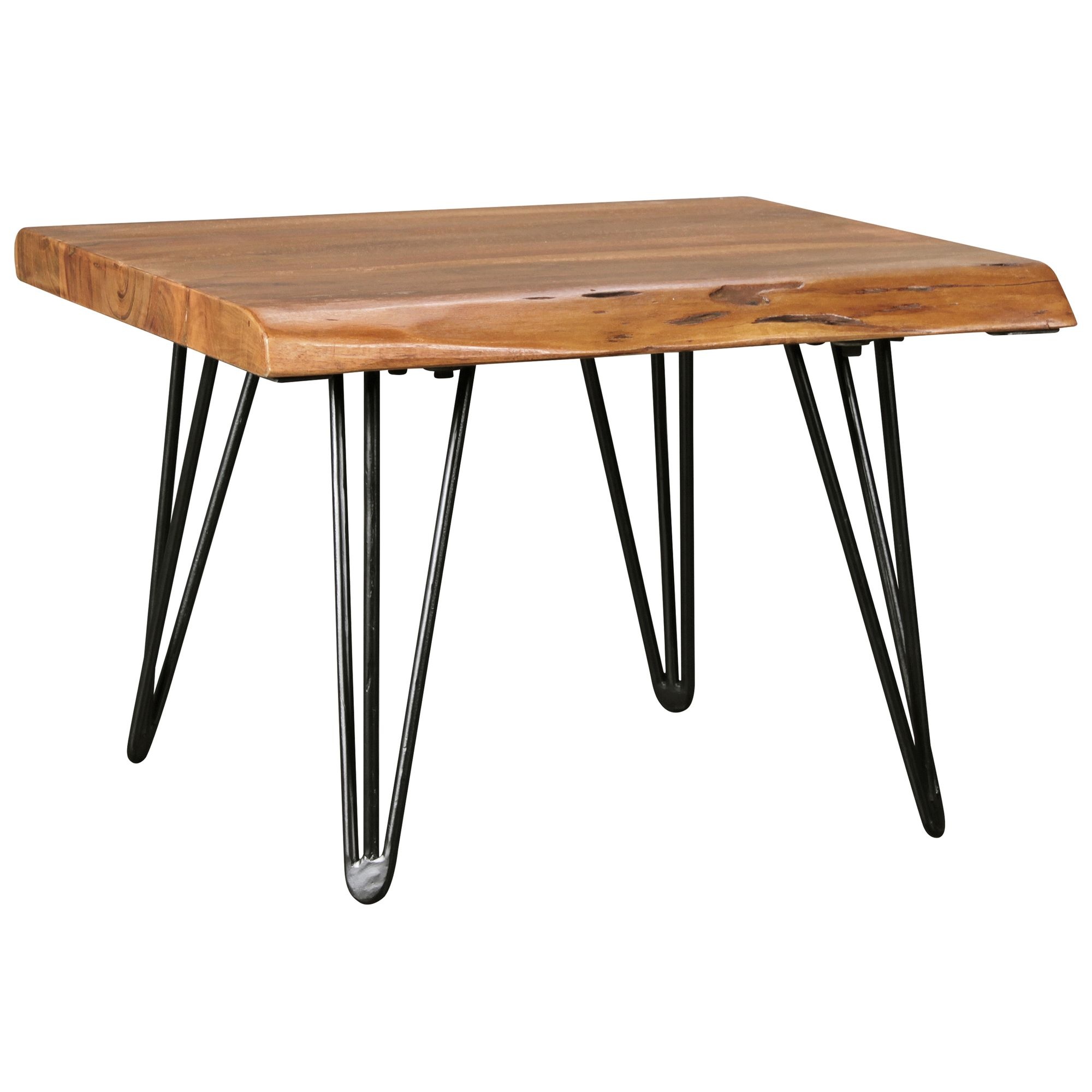 ontwerp salontafel MAHILO massief houten tafel met Wane 56x38x51 cm | Sheesham houten tafel met metalen poten | Woonkamer tafel in een rustieke, landelijke stijl