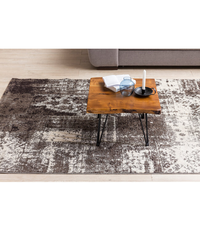 Wohnling ontwerp salontafel MAHILO massief houten tafel met Wane 56x38x51 cm | Sheesham houten tafel met metalen poten | Woonkamer tafel in een rustieke, landelijke stijl