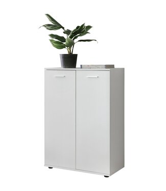 Wohnling ladekast SVENJA met 2 deuren 71x104x35cm polyvalente kast hout wit | Halkast helder modern | Kast klein | Sideboard mat dressoir | Commode meubilair van de ladenkast