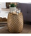Wohnling SITA 32x42x32 cm aluminium serveertafel goud oosterse rond | Plat gehamerd koffietafeltje metaal Design Salontafel Modern | Indieningstafel Indiase telefoontafel