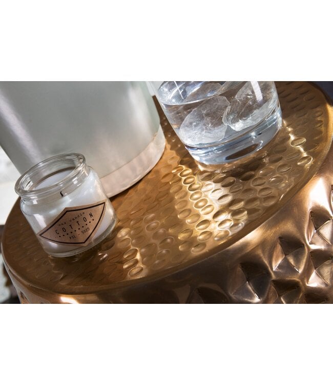 Wohnling SITA 32x42x32 cm aluminium serveertafel goud oosterse rond | Plat gehamerd koffietafeltje metaal Design Salontafel Modern | Indieningstafel Indiase telefoontafel