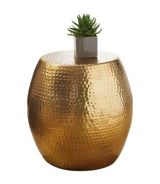 Wohnling PETRO 42 x 42 x 42 cm aluminium gouden tafel oosterse rond | Designtafeltafel metaal Modern | Antischisch Schmal | Kleine Hammerschlag Abstelltisch