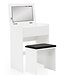 Wohnling WL5.730 60x81x40 cm Wit Console Tafel Hout Modern | Cosmetische tafel met kruk en spiegel | Witte kaptafel met opklapbaar compartiment | Moderne make-uptafel meisje groot