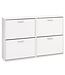Wohnling Schoenenkast WL5.829 Modern 120 x 81 x 24 cm Houten Schoenenrek Wit 4 Vakken, Schoenlade Halmeubel met Plank, Design Schoenkipper Schoenopberger, Hoge Halcommode voor Schoenen