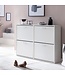 Wohnling Schoenenkast WL5.829 Modern 120 x 81 x 24 cm Houten Schoenenrek Wit 4 Vakken, Schoenlade Halmeubel met Plank, Design Schoenkipper Schoenopberger, Hoge Halcommode voor Schoenen