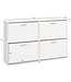 Wohnling Schoenenkast WL5.829 Modern 120 x 81 x 24 cm Houten Schoenenrek Wit 4 Vakken, Schoenlade Halmeubel met Plank, Design Schoenkipper Schoenopberger, Hoge Halcommode voor Schoenen