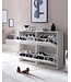 Wohnling Schoenenkast WL5.829 Modern 120 x 81 x 24 cm Houten Schoenenrek Wit 4 Vakken, Schoenlade Halmeubel met Plank, Design Schoenkipper Schoenopberger, Hoge Halcommode voor Schoenen