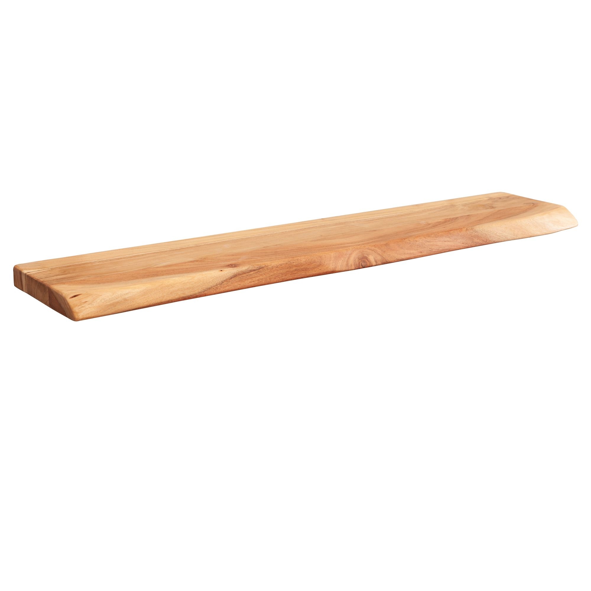 met boomrand massief acaciahout 115 cm | Design zwevende plank massief wandbord | plank hout naturel
