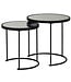Wohnling Design Bijzettafel Rond Ø 50/42 cm - 2-delig Zwart met Spiegelglas, Salontafel 2-delige Set, Spiegeltafel, Bijzettafel