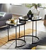 Wohnling Design Bijzettafel Rond Ø 50/42 cm - 2-delig Zwart met Spiegelglas, Salontafel 2-delige Set, Spiegeltafel, Bijzettafel