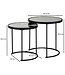 Wohnling Design Bijzettafel Rond Ø 50/42 cm - 2-delig Zwart met Spiegelglas, Salontafel 2-delige Set, Spiegeltafel, Bijzettafel
