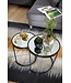 Wohnling Design Bijzettafel Rond Ø 50/42 cm - 2-delig Zwart met Spiegelglas, Salontafel 2-delige Set, Spiegeltafel, Bijzettafel