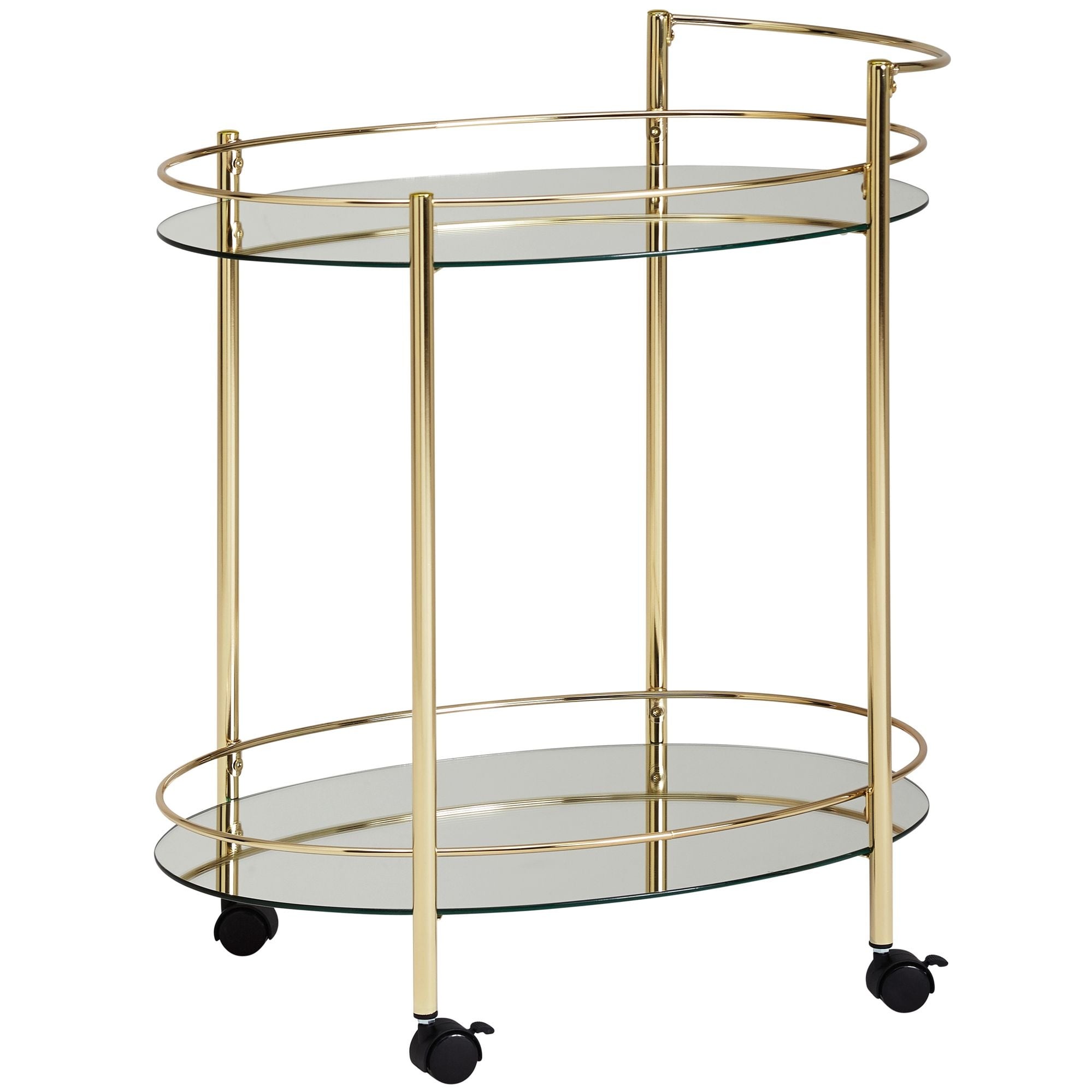 design serveerwagen goud 67x79 cm Mobile Mini Bar | Bijzettafel op wielen Restauratierijtuig met wit