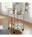 Wohnling design serveerwagen goud 67x79 cm Mobile Mini Bar | Bijzettafel op wielen Restauratierijtuig met witglazen blad Keukenwagen | Theewagen met matglas