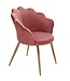 Wohnling dining  tulp fluweel roze gestoffeerd | Keukenstoel met goudkleurige poten | Schelpstoel Scandinavisch design | Gestoffeerde stoel met stoffen bekleding