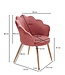 Wohnling dining  tulp fluweel roze gestoffeerd | Keukenstoel met goudkleurige poten | Schelpstoel Scandinavisch design | Gestoffeerde stoel met stoffen bekleding