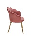 Wohnling dining  tulp fluweel roze gestoffeerd | Keukenstoel met goudkleurige poten | Schelpstoel Scandinavisch design | Gestoffeerde stoel met stoffen bekleding