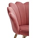 Wohnling dining  tulp fluweel roze gestoffeerd | Keukenstoel met goudkleurige poten | Schelpstoel Scandinavisch design | Gestoffeerde stoel met stoffen bekleding