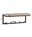 Wohnling design kapstok acacia massief hout / metaal 70x27x30 cm | Haakrail met plank | Hal garderobe garderobe muur hout