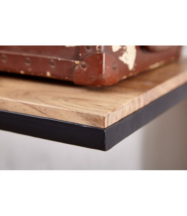 Wohnling design kapstok acacia massief hout / metaal 70x27x30 cm | Haakrail met plank | Hal garderobe garderobe muur hout