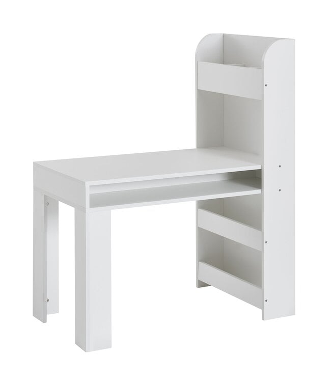 Wohnling wit 90x50x110 cm schildertafel kinderkamer met plank | Kindertafel modern | Studentenbureau met opbergruimte | Schoolbank smal
