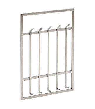 Wohnling metaal zilver 60x100x7,5 cm design hal kapstok staal | Wandpaneel haakrail | Garderobemuur | Kapstok gang